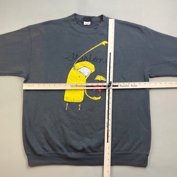 Vintage Skateboard Sweatshirt Adult Large Gray Snowboard Art TJ Schneider 90s - Picture 12 of 15